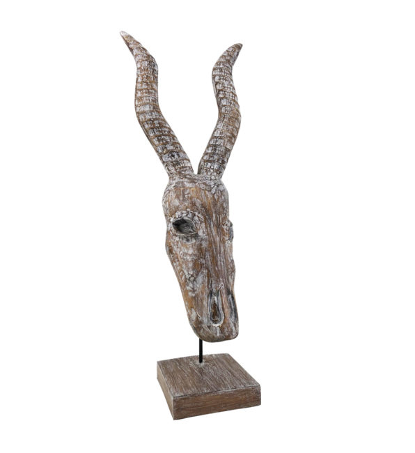 ETHNIC BLEACHED ANTELOPE FIGURE ON BASE