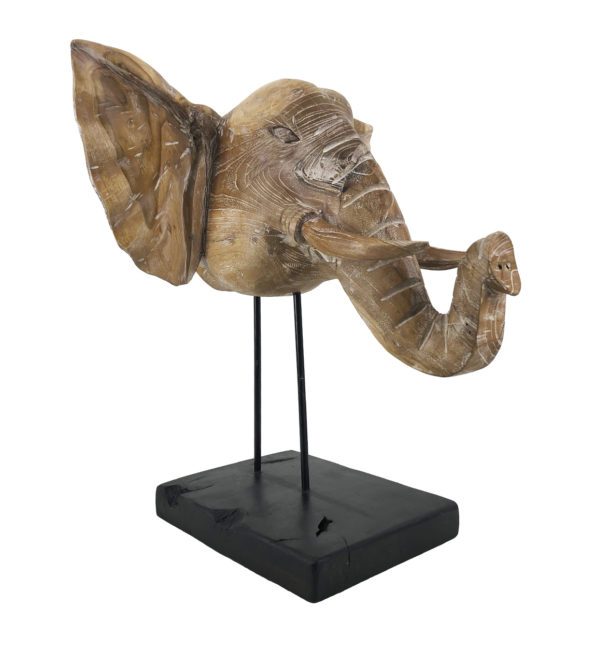 CABEZA ELEFANTE TEKA BLANQUEADA
