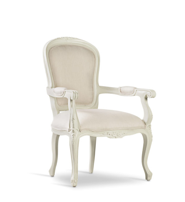 FAUTEUIL TISSU LOUIS VINTAGE BLANC