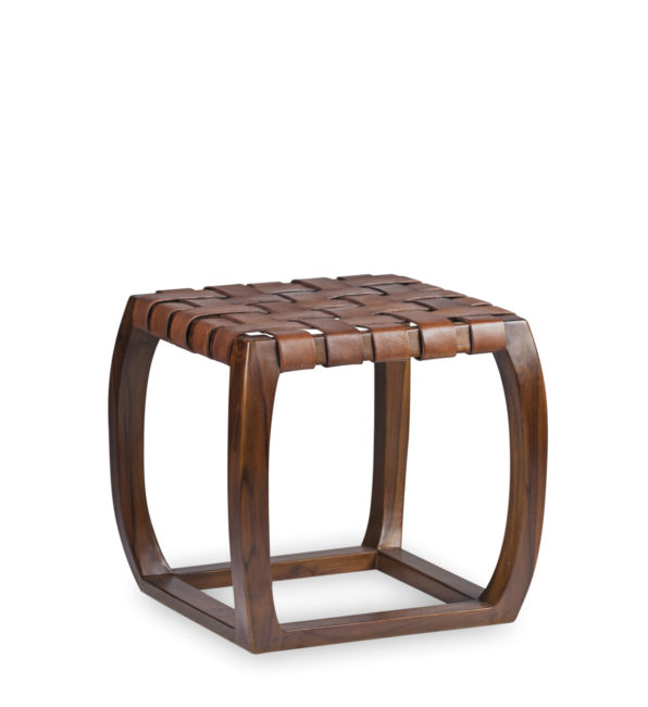 TABLE D'ANGLE EN CUIR TRESSÉ