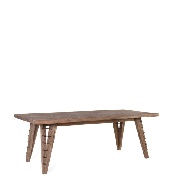 ORLANDO TEAK AND IRON DINING TABLE