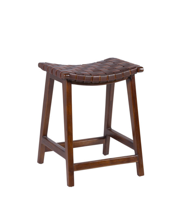 TABOURET TRESSE DE CUIR HAUT