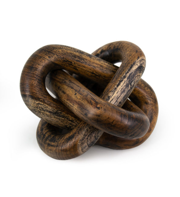 BLACK TEAK CHAIN DECORATIVE FIGURE
