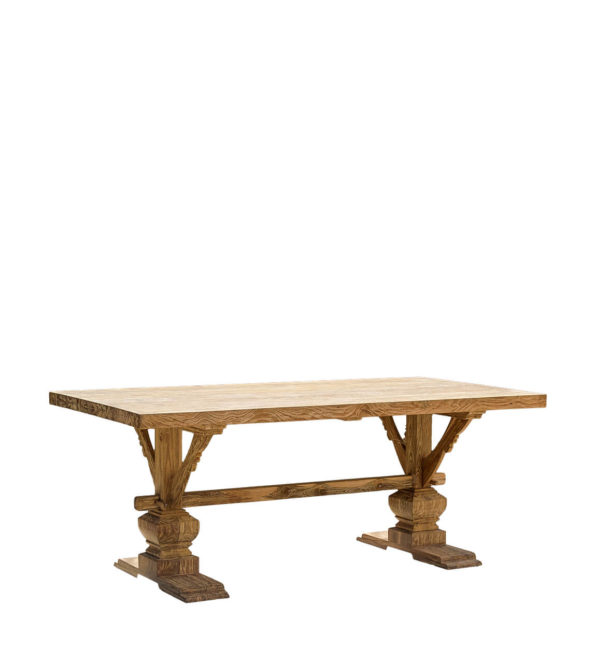 MESA TEKA DOS PATAS TORNEADAS
