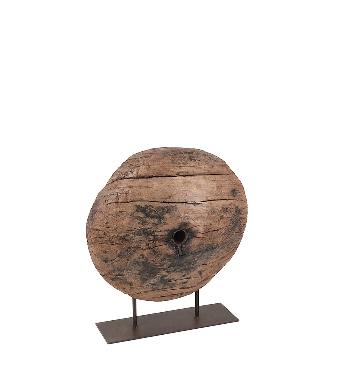 RUEDA ANTIGUA MADERA CON PEDESTAL