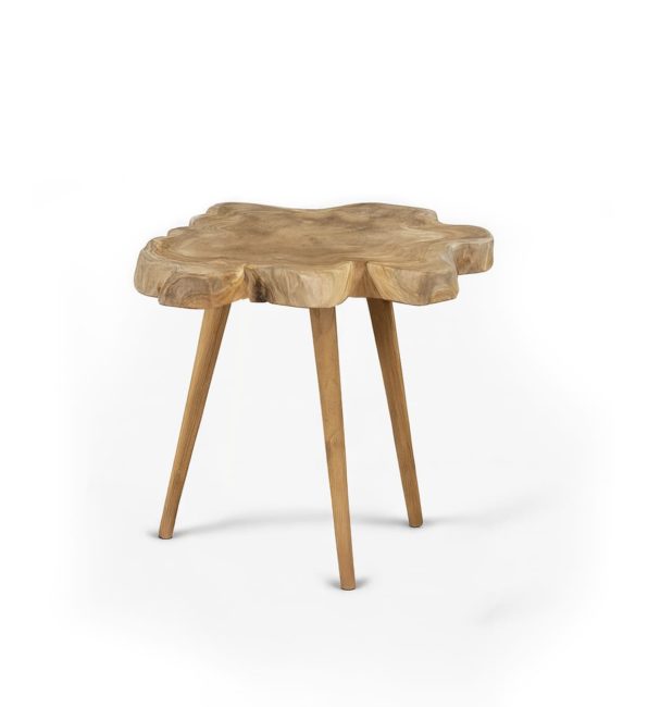 TABLE D'APPOINT EN TECK TRONC IRRÉGULIER 'B'