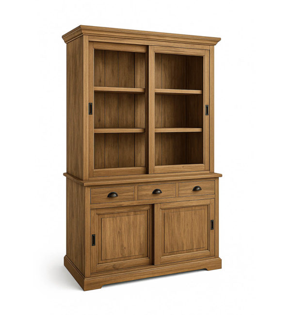 VITRINA FEROE TEKA 3 CAJONES 2 PUERTAS CORREDERAS