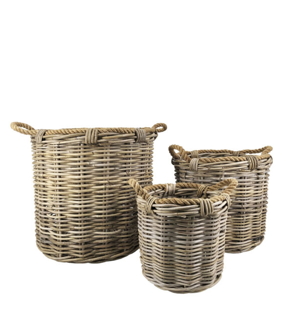 CESTAS RATTAN KUBU REDONDAS CON CUERDA S/3