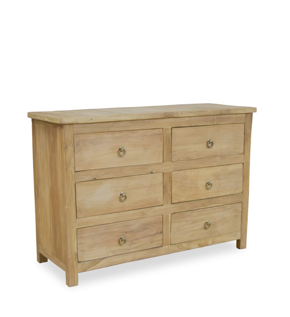 COMMODE NUBA EN TECK RECYCLÉ 6 TIROIRS